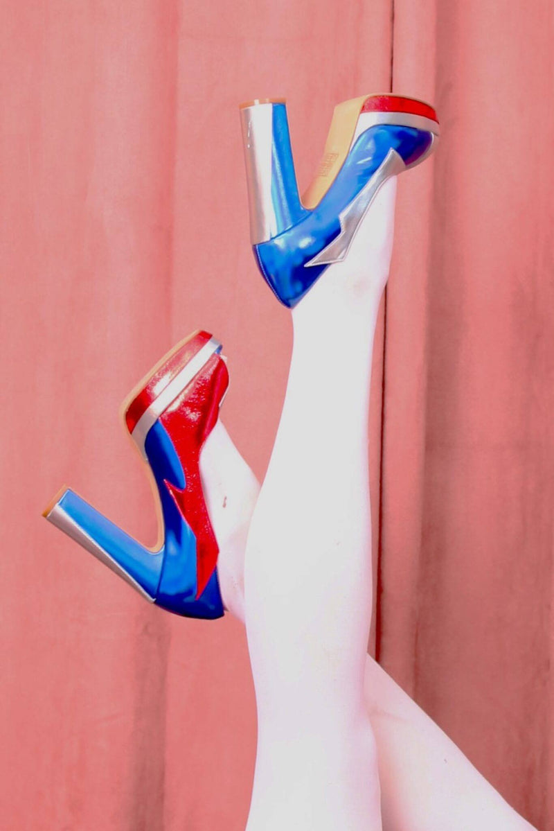 Jeffrey Campbell Bad-Gurl Women's Pumps Red / Blue | KQXTNZ-283