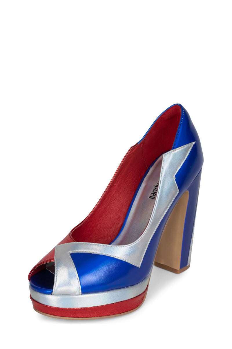 Jeffrey Campbell Bad-Gurl Women's Pumps Red / Blue | KQXTNZ-283