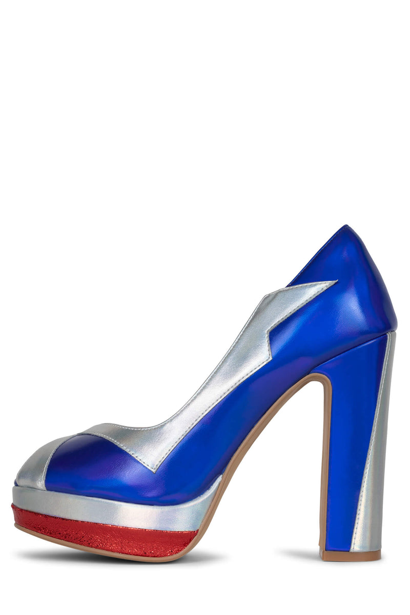 Jeffrey Campbell Bad-Gurl Women\'s Pumps Red / Blue | KQXTNZ-283